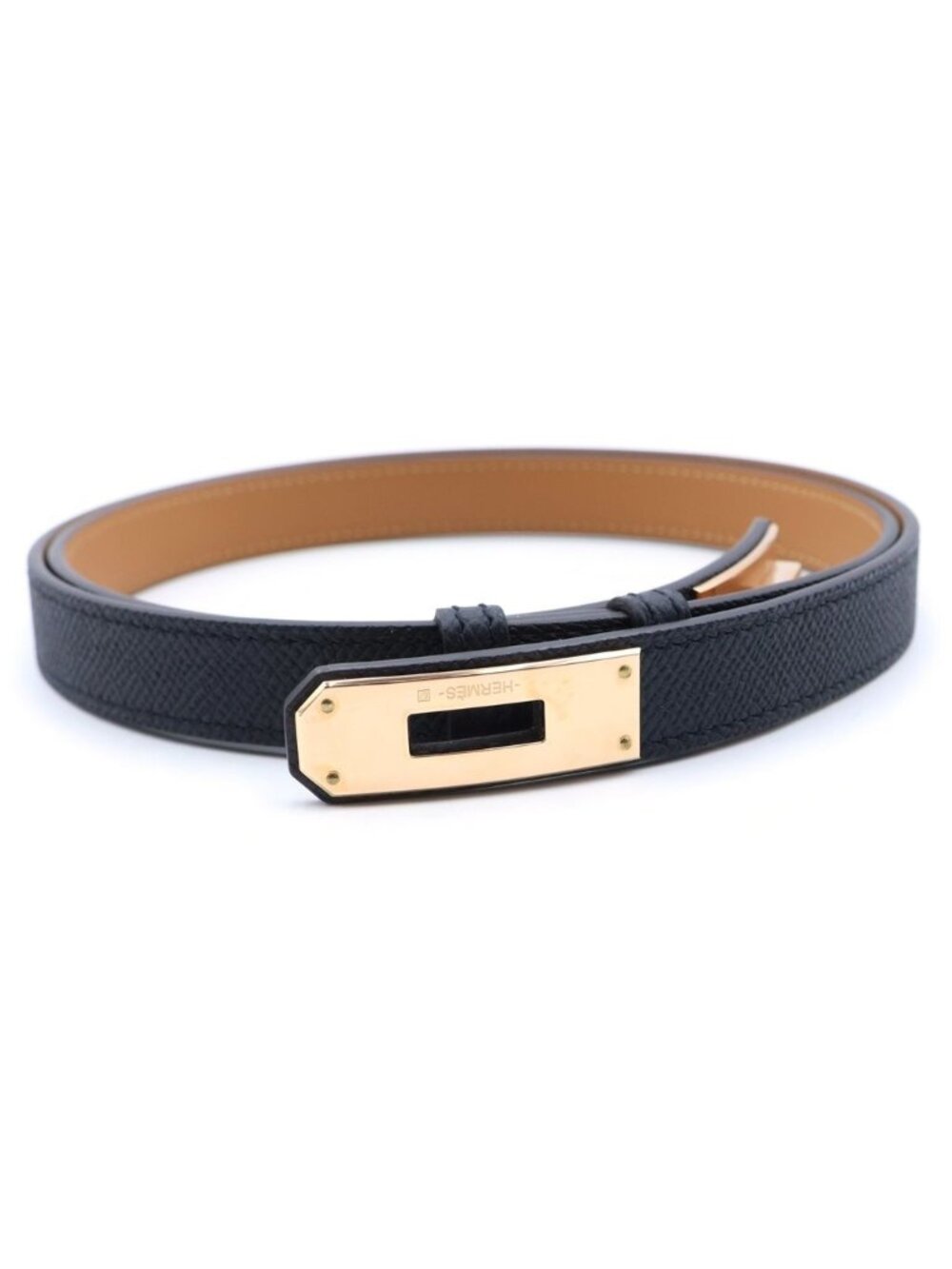 Hermes Kelly Belt 18 Navy Gold Epsom Pink